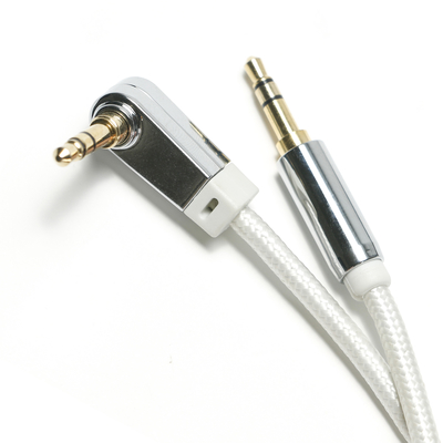 Αγορά Λευκό καλώδιο AUX Digital Audio SPDIF 90° 3,5mm Πλεκτό σχοινί Επιμεταλλωμένο κράμα αλουμινίου για ηχείο ήχου αυτοκινήτου 0,92M online manufacture