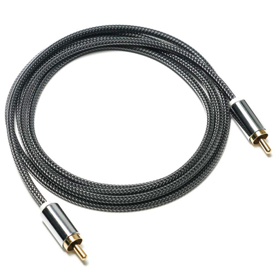 RCA Splendid μαύρο νάιλον πλεκτό κέλυφος από κράμα αλουμινίου OD6.0 Για ηχητική μπάρα HiFi πολυτελής ήχος αυτοκινήτου 1,5M