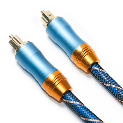 Ψηφιακό καλώδιο Toslink Premium OD6.0 Πλεκτό σχοινί επιμεταλλωμένο παγωμένο τετράγωνο κέλυφος διεπαφή μπλε 1,5M Ήχος HiFi για υπογούφερ