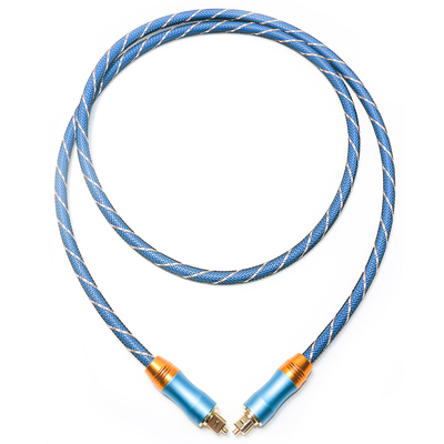 Ψηφιακό καλώδιο Toslink Premium OD6.0 Πλεκτό σχοινί επιμεταλλωμένο παγωμένο τετράγωνο κέλυφος διεπαφή μπλε 1,5M Ήχος HiFi για υπογούφερ