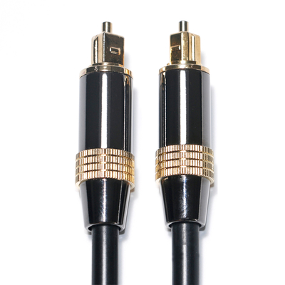 Toslink Ψηφιακό καλώδιο OB6.0 PVC με σχοινί επιμεταλλωμένο μαύρο μεταλλικό χείλος Χρυσή διασύνδεση 1.2M 2M