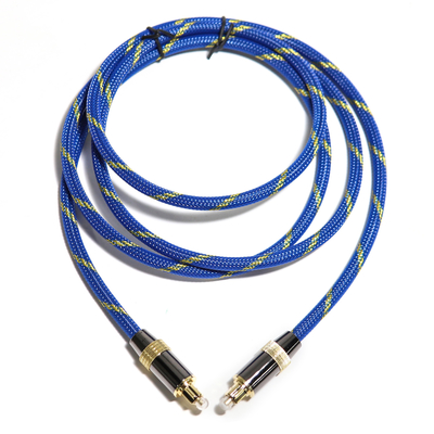 Toslink Didital Optical Cable Επιχρυσωμένο 4K Port υφαντό μπλε σχοινί ομοαξονικός ήχος HiFi για Audiophile HiFi 1,2M 2M