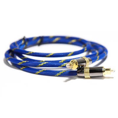 Toslink Didital Optical Cable Επιχρυσωμένο 4K Port υφαντό μπλε σχοινί ομοαξονικός ήχος HiFi για Audiophile HiFi 1,2M 2M
