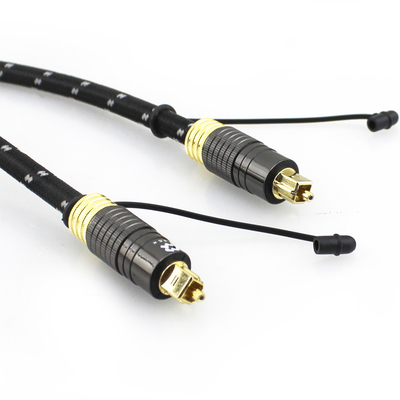 1.2M Χρυσό επιχρισμένο Toslink Audio Cable για Audiophile Subwoofer ομιλητή με υφασμένο κέλυφος και αρσενικό προς αρσενικό σύνδεσμο