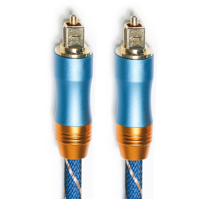 Ψηφιακό καλώδιο Toslink Premium OD6.0 Πλεκτό σχοινί επιμεταλλωμένο παγωμένο τετράγωνο κέλυφος διεπαφή μπλε 1,5M Ήχος HiFi για υπογούφερ