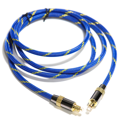 Toslink Didital Optical Cable Επιχρυσωμένο 4K Port υφαντό μπλε σχοινί ομοαξονικός ήχος HiFi για Audiophile HiFi 1,2M 2M