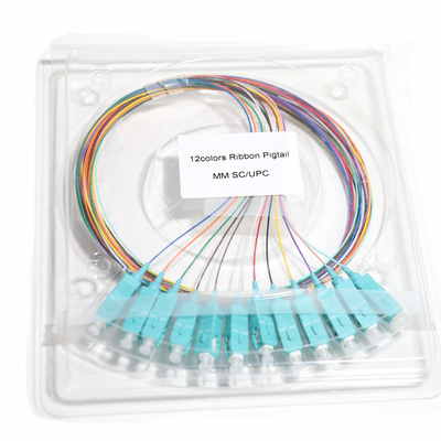 Καλώδιο οπτικών ινών Μπλε SC&UPC 12Core Ribbon Pigtail Blue Port 09mm Gigabit Ethernet Ταχύτητες 1,5M 2M 3M