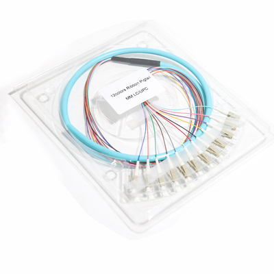 Μπλε LC UPC 12 Core Ribbon Fiber Pigtails Γκρι Θύρα 0,9mm Gigabit Ethernet Ταχύτητες 1,5m-3m