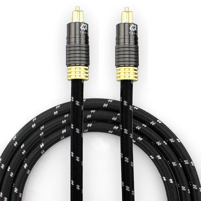 1.2M Χρυσό επιχρισμένο Toslink Audio Cable για Audiophile Subwoofer ομιλητή με υφασμένο κέλυφος και αρσενικό προς αρσενικό σύνδεσμο